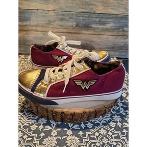 Women's Red and Gold Sneakers
